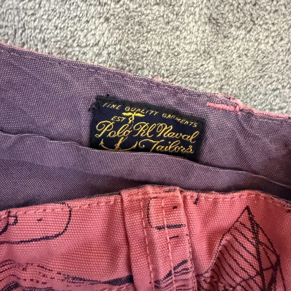 Polo Ralph Lauren Shorts Mens 36 Nantucket Red Pink Nautical Sailboat Chino